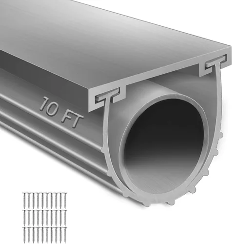 Miniatura 16 de Sellos de goma inferior de goma para puerta de garaje con kit de base de retención de riel de aluminio preperforado, forma de U de alta resistencia