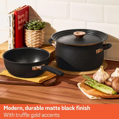 Miniatura 9 de Meyer Olla mediana de acero inoxidable de 6.5 cuartos de galón, olla de inducción, apta para lavavajillas, apta para horno, negro mate con asas