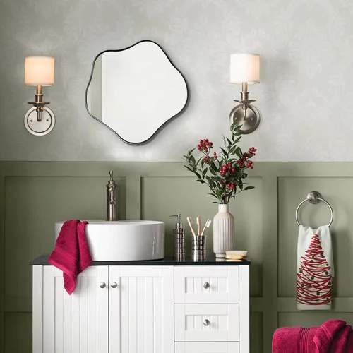 Miniatura 2 de Espejo redondo irregular, espejo festoneado de 16 pulgadas para sobre el fregadero, espejos de pared asimétricos decorativos, modernos espejos