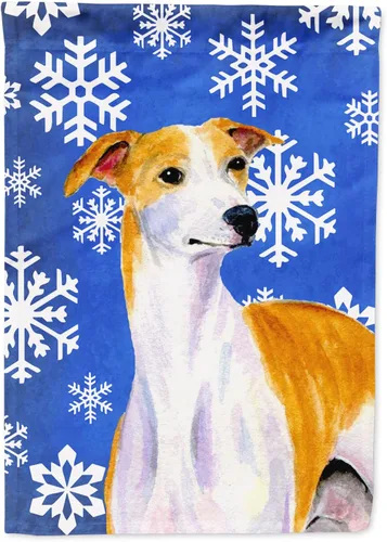 Miniatura 108 de Caroline's Treasures SC9374GF Bulldog English Snow flakes Holiday Garden Flag Buzón Bandera decorativa para patio exterior, patio, obras de arte