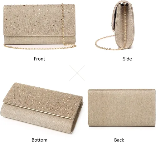 Miniatura 2 de DETARA Bolsos de noche para mujer, con lentejuelas y purpurina para mujer, bolso de mano brillante, bolso formal para boda, fiesta, baile
