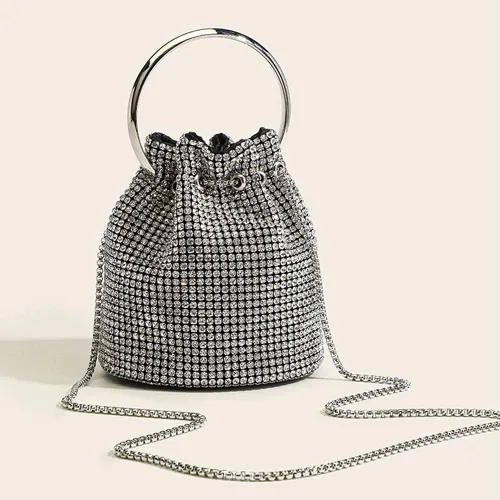 Miniatura 4 de DJBM Bolso de mano con diamantes de imitación para mujer, bolso de mano de noche para mujer, fiesta, graduación, cóctel, boda