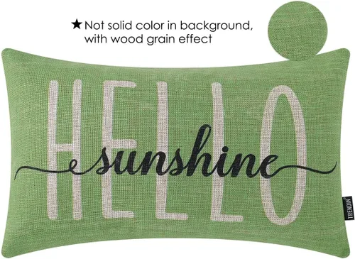 Miniatura 2 de TRENDIN PL899TR - Funda de almohada de verano de 12 x 20 pulgadas, decoración de Hello Sunshine para el hogar, funda de cojín rectangular de lino