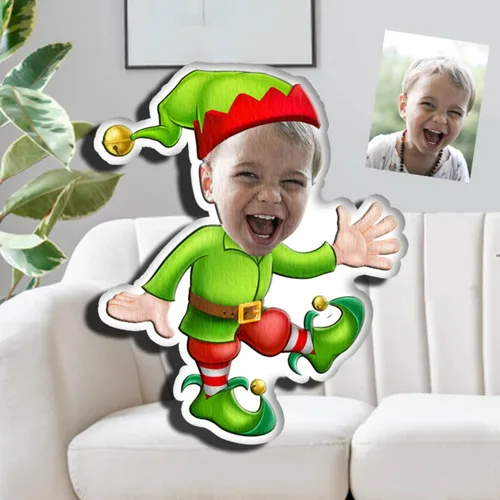 Miniatura 16 de Drawelry Almohada de Navidad con foto de cara personalizada: divertido y lindo Papá Noel animales impresión 3D retrato personalizado imagen almohada