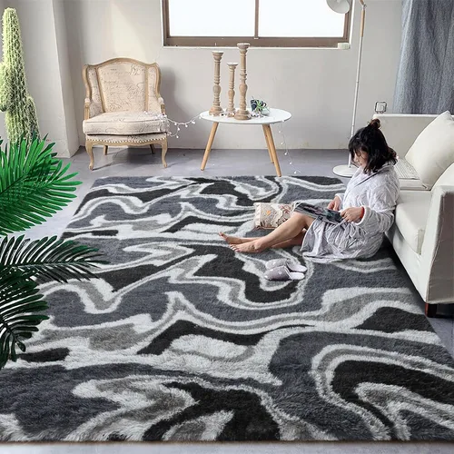 Miniatura 70 de DweIke Alfombras Shag Esponjosas Azules para Dormitorio Sala de Estar, 5x8 Grande Suave Felpa Tie-Dye Azul Cielo para Niñas y Niños, Alfombra Azul