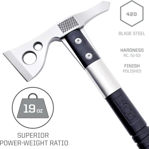 Miniatura 4 de SOG FastHawk Gear F06PN-CP hacha satén, acero inoxidable 420, agarradera GRN, funda de nylon, hoja de 2 pulgadas