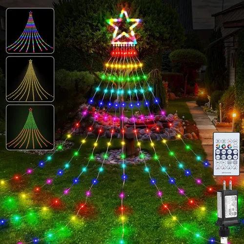 Cadena de Luces de Navidad que Cambian de Color, 335 LED RGB con Control Remoto y Temporizador, Luces de Árbol de Navidad Impermeables para