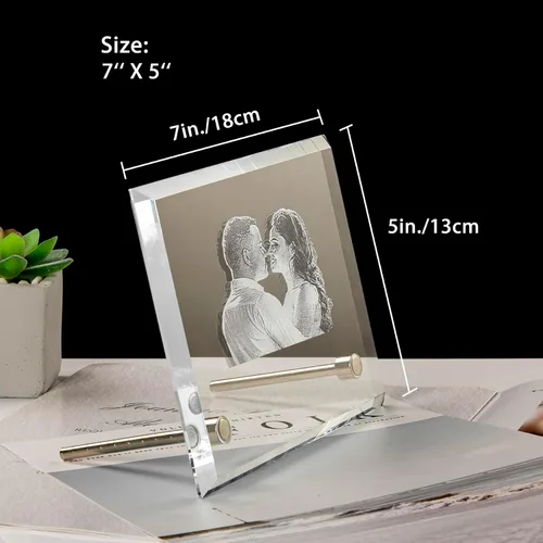 Miniatura 2 de Marco de fotos de cristal grabado con láser para parejas, ideas de regalos personalizados para el día de la madre, día del padre, Navidad