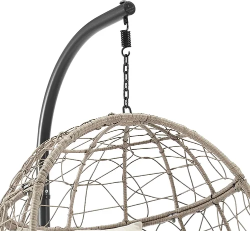 Miniatura 4 de Ulax Furniture - Silla colgante de mimbre para exteriores, con soporte, para patio, hamaca de ratán, con cojín suave y esponjoso