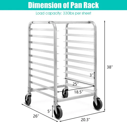 Miniatura 6 de ReunionG Estante para panecillos de 10 niveles, estante para panadería con 2 ruedas bloqueables, carrito de refrigeración de almacenamiento