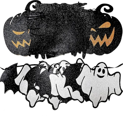 Miniatura 7 de Cartel de Feliz Halloween, guirnalda de papel para colgar, decoración de calabaza sangrienta, telón de fondo de fotos para pared, hogar, manto