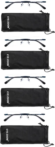 Miniatura 8 de Paquete de 4 lentes de lectura unisex con marco de metal sin montura con bolsa para hombres y mujeres
