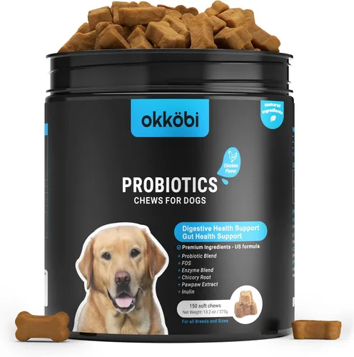 Miniatura 9 de Probióticos masticables para perros, 60 piezas, apoyo para la salud digestiva e intestinal, masticables probióticos para perros con enzimas e