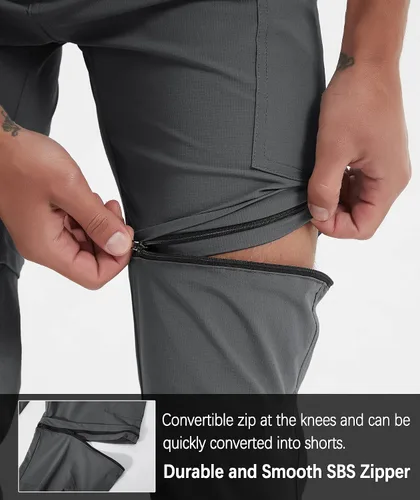 Miniatura 3 de Pantalones de senderismo para hombre, convertibles, con cremallera, ligeros, impermeables, de secado rápido, pesca al aire libre, viajes, safari