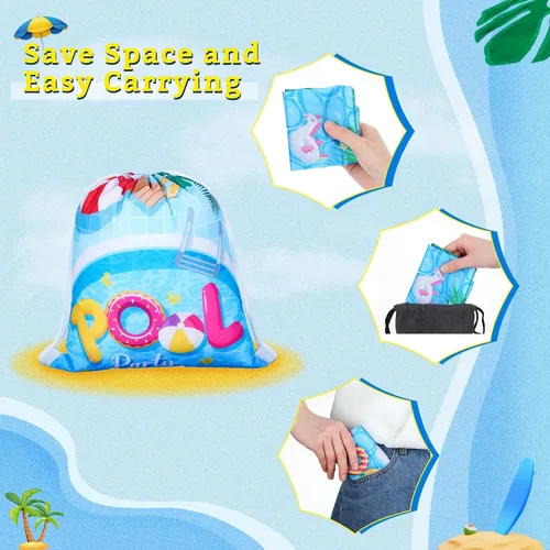 Miniatura 5 de Panelee Bolsas con cordón para fiestas en la piscina, decoraciones de playa para niñas y niños, suministros de fiesta en la piscina (18 piezas)