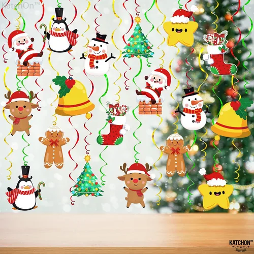 Miniatura 9 de KatchOn, Decoraciones colgantes de Navidad en forma de remolino, grande, paquete de 30 Adorno colgante para decoraciones de fiesta de Navidad