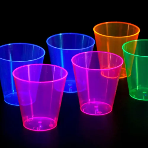Miniatura 6 de 250 vasos desechables de plástico, vasos de fiesta multicolor neón de 1 onza, vasos desechables de plástico duro para margarita, whisky