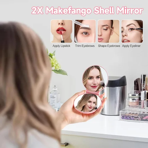 Miniatura 3 de Mini espejo compacto para viajes, portátil de 3.5 pulgadas, 2 lados, ligero e inastillable, espejo de mano plegable, regalos únicos para mujeres