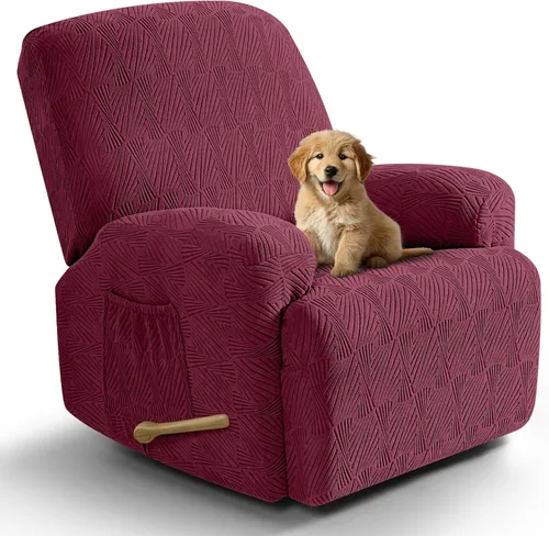 Miniatura 31 de VANSOFY Fundas para sillas reclinables, 4 piezas, elásticas, de tela jacquard, suave funda para silla reclinable, protector de muebles con parte