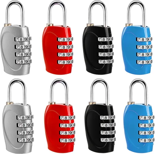 Hedume Paquete de 8 candados de combinación de 4 dígitos para casillero de gimnasio escolar, casillero deportivo, valla, caja de herramientas,