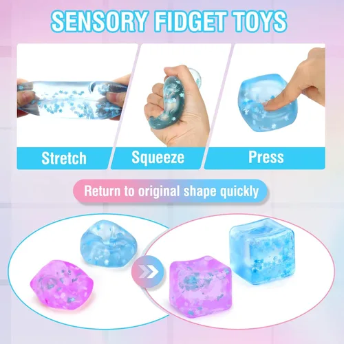 Miniatura 3 de Gretex juguete de ansiedad para todas las edades: paquete de 2 unidades de bola de estrés de hielo blanda sensorial, juguete esponjoso de compresión