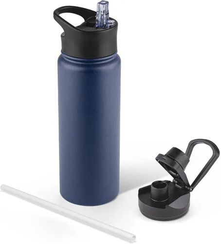 Miniatura 48 de Botella de agua aislada de 64 onzas con tapas de pajita y boquilla, jarra de agua de acero inoxidable de medio galón con mango de paracord, vacío