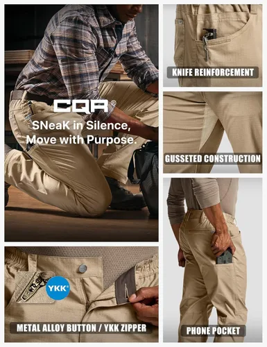 Miniatura 45 de CQR – Pantalones tácticos elásticos tipo cargo para hombre, resistentes al agua, de tela ripstop (antidesgarros), ligeros, ideales para uso diario
