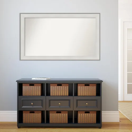 Miniatura 5 de Amanti Art Espejo de baño blanco para sobre el fregadero, 29 x 49 pulgadas, espejo de tocador rectangular blanco imperial, marco de madera Imperial
