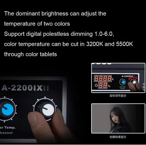 Miniatura 9 de 70W A-2200IX CRI 96+ LED Panel/Barndoor/LCD Display Video Iluminación (A-2200IX)