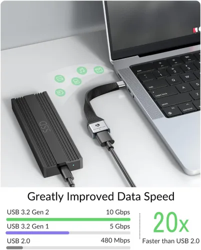 Miniatura 3 de Cable adaptador corto USB-C a USB-A OTG, 5 pulgadas, 10Gbps, USB-C a USB-A hembra, compatible con Thunderbolt 3/4/5 y USB4, para iPhone serie 17