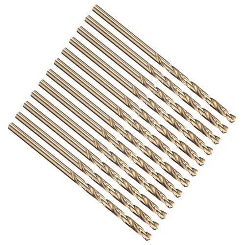 Miniatura 56 de PATIKIL Broca Jobber de 0.039 in, vástago recto M35 cobalto 5% acero de alta velocidad 135° acabado dorado para metal duro de acero inoxidable - 2