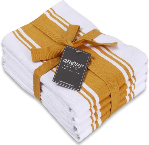 Miniatura 11 de AMOUR INFINI Toallas de cocina 100% algodón, paquete de 4, altamente absorbentes, de secado rápido, toallas de cocina a rayas de primera calidad