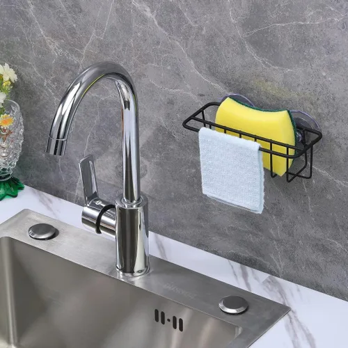 Miniatura 3 de TESOT Organizador de fregadero con soporte para esponja para fregadero de cocina, colgador para paños de cocina 2 opciones de suspensión