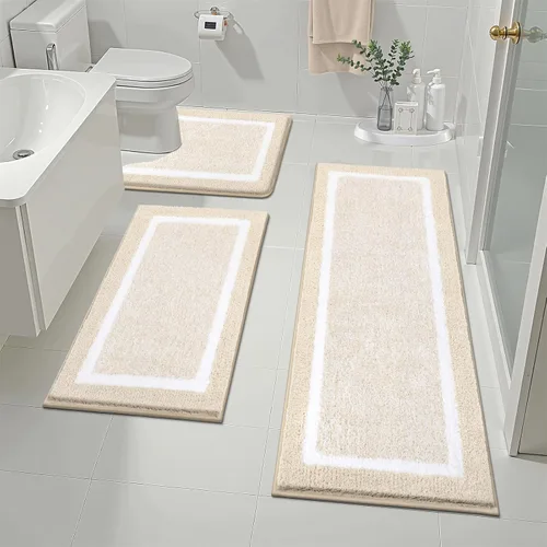 Miniatura 33 de Pauwer Juego de baño, alfombras de baño antideslizantes, alfombras de ducha absorbentes para suelo de baño, bañera y ducha, color azul aguamarina
