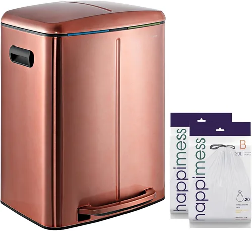 Miniatura 16 de happimess HPM1005A Marco Rectangular Basurero de 10.5 galones con Doble Cubo y Tapa de Cierre Suave, Moderno, Minimalista, Resistente a Huellas