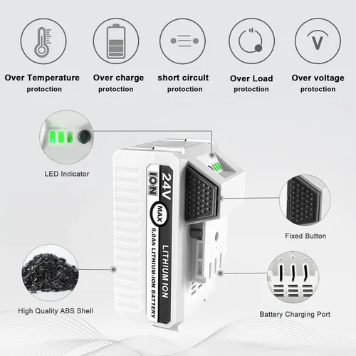 Miniatura 5 de 6.0Ah 24V Batería de repuesto de iones de litio para Snow Joe + Sun Joe iON+ 24V Series Herramientas eléctricas inalámbricas, Compatible con Snow