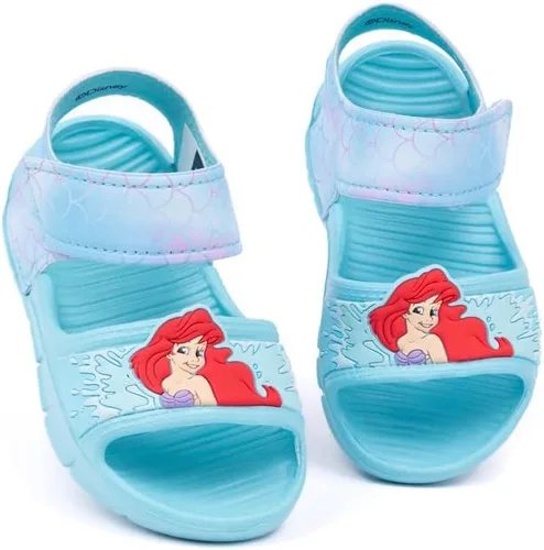 Disney The Little Mermaid Ariel Sandalias para niñas pequeñas Deslizadores azules para niños con correa de apoyo Zapatos de verano