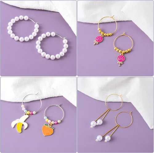 Miniatura 7 de OIIKI 280 aros de cuentas para aretes, 4 tamaños chapados en oro/plata, aros abiertos, anillos de metal para aretes, accesorios decorativos