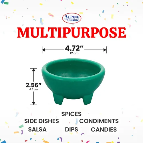 Miniatura 3 de Alpine Cuisine Juego de 3 cuencos pequeños para salsa (Molcajete), material plástico de grado alimenticio, resistente y fácil de limpiar, cuenco