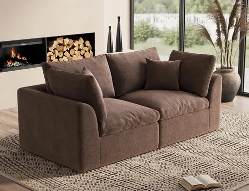 Miniatura 53 de ohllob Sofás seccionales Cloud de 110 pulgadas para sala de estar, sofá deshuesado en forma de L con otomana, sofá modular de 3 plazas, color negro