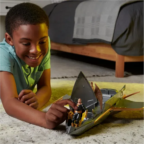 Miniatura 6 de DC Comics, Hawk Cruiser Patrol, incluye figuras de acción Black Adam y Hawkman, más de 16 pulgadas de ancho, primera edición, juguetes de Deluxe