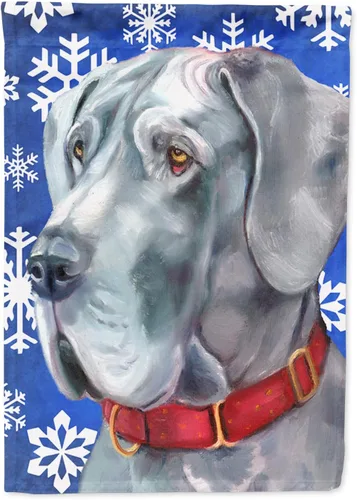 Miniatura 151 de Caroline's Treasures SC9374GF Bulldog English Snow flakes Holiday Garden Flag Buzón Bandera decorativa para patio exterior, patio, obras de arte