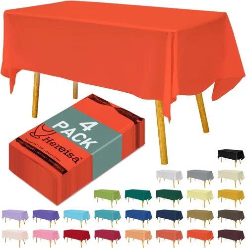 Miniatura 47 de Paquete de 3 manteles de plástico desechables de 54 x 108 pulgadas, manteles de color blanco hueso, manteles de fiesta nupcial para fiestas