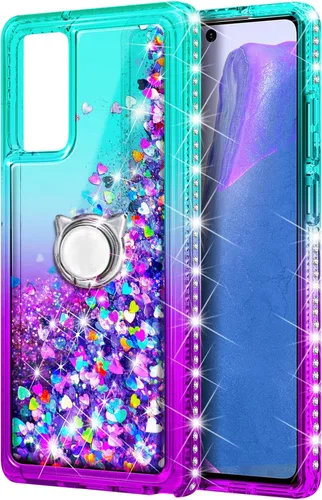 Miniatura 2 de NZND Compatible con Samsung Galaxy A13-5G funda para teléfono, aguamarina/morado Brillante purpurina flotante cascada líquida linda cubierta