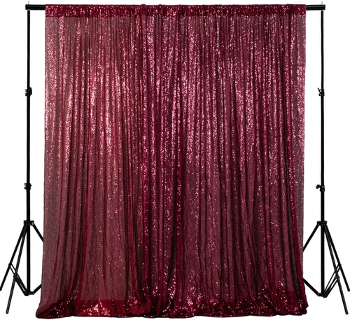 Telón de fondo con lentejuelas de color burdeos de 4 x 6 pies, con purpurina, lentejuelas de vino, fondo de fotografía, fondo de boda, color