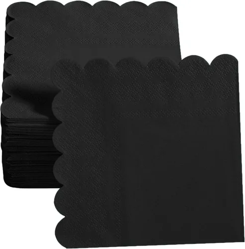 Miniatura 4 de 100 paquetes de servilletas de cóctel de 2 capas con borde festoneado, servilletas de postre plegadas de 5 x 5 pulgadas, servilletas desechables