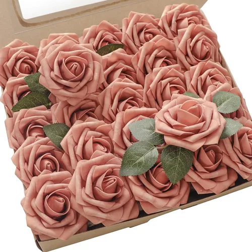 Miniatura 35 de Floroom Flores artificiales de espuma, aspecto real, con tallos, para manualidades, ramos de boda, centros de mesa, despedida de soltera, fiesta, 25