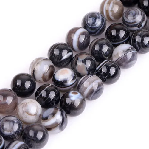 Miniatura 122 de GEM-Inside Cuentas sueltas de piedra natural de lava negra de 8 mm, redondas, piedra de energía para hacer joyas 15' Negro