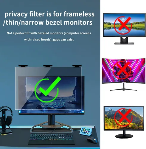 Miniatura 3 de Paquete de 2 pantallas magnéticas colgantes de privacidad para computadora de 27 pulgadas para monitor de pantalla ancha de 16:9, pantalla