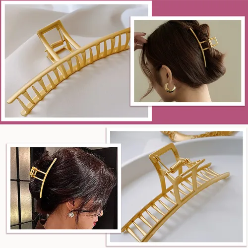 Miniatura 5 de AIBEE Pinzas grandes de metal para el cabello, 4 pinzas antideslizantes grandes doradas con fuerte sujeción para cabello grueso y fino para mujeres